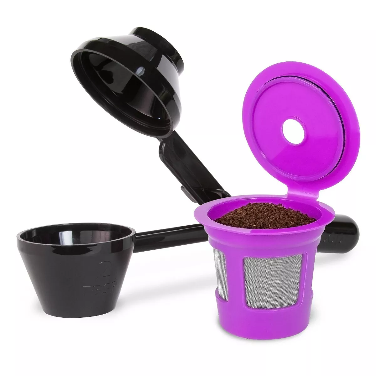 Single-Serve Value Pack Reusable Filter Cup & EZ Scoop: Reusable Kcup Pod, Coffee Filters, Pink
