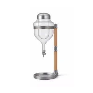 1 Ice Sake Wine Whisky Dispenser | Jug Cooler Decanter with Wooden Handle Borosilicate Glass Valve Opening, 1 Set