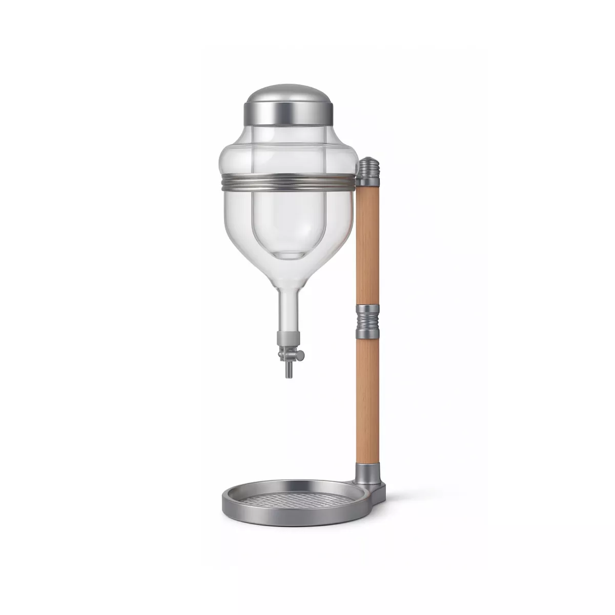 Ice Sake Wine Whisky Dispenser | Jug Cooler Decanter with Wooden Handle Borosilicate Glass Valve Opening, 1 Set