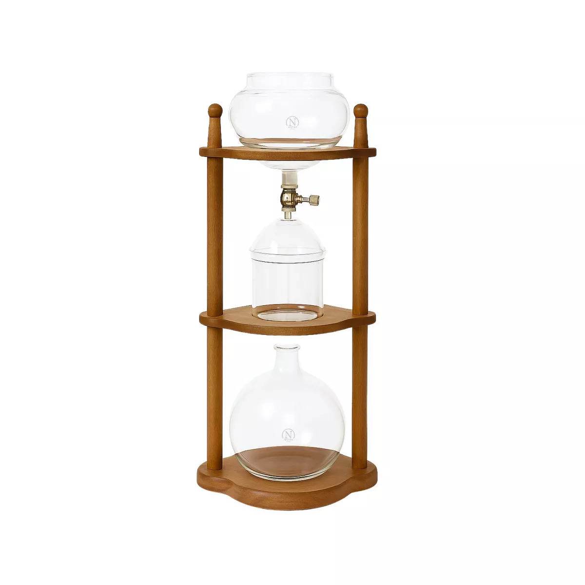 Cold Brew coffee Maker Ice Coffee Drip Machine with Advanced Slow Drip Technology Borosilicate Glass with Wood Tower, 6-8 Cup, Brown