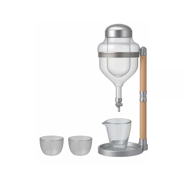 Ice Sake Wine Whisky Dispenser | Jug Cooler Decanter with Wooden Handle Borosilicate Glass Valve Opening, 1 Set - 图片 2