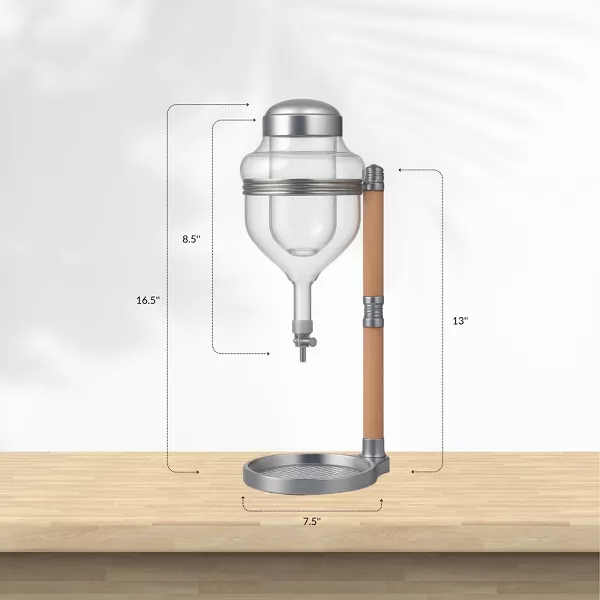 Ice Sake Wine Whisky Dispenser | Jug Cooler Decanter with Wooden Handle Borosilicate Glass Valve Opening, 1 Set - 图片 3